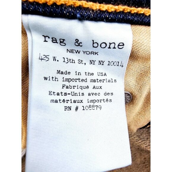 Rag & Bone Size 25X23 Womens Blue Capri Embroidered Pocket Logo Denim Jeans USA - Picture 11 of 13